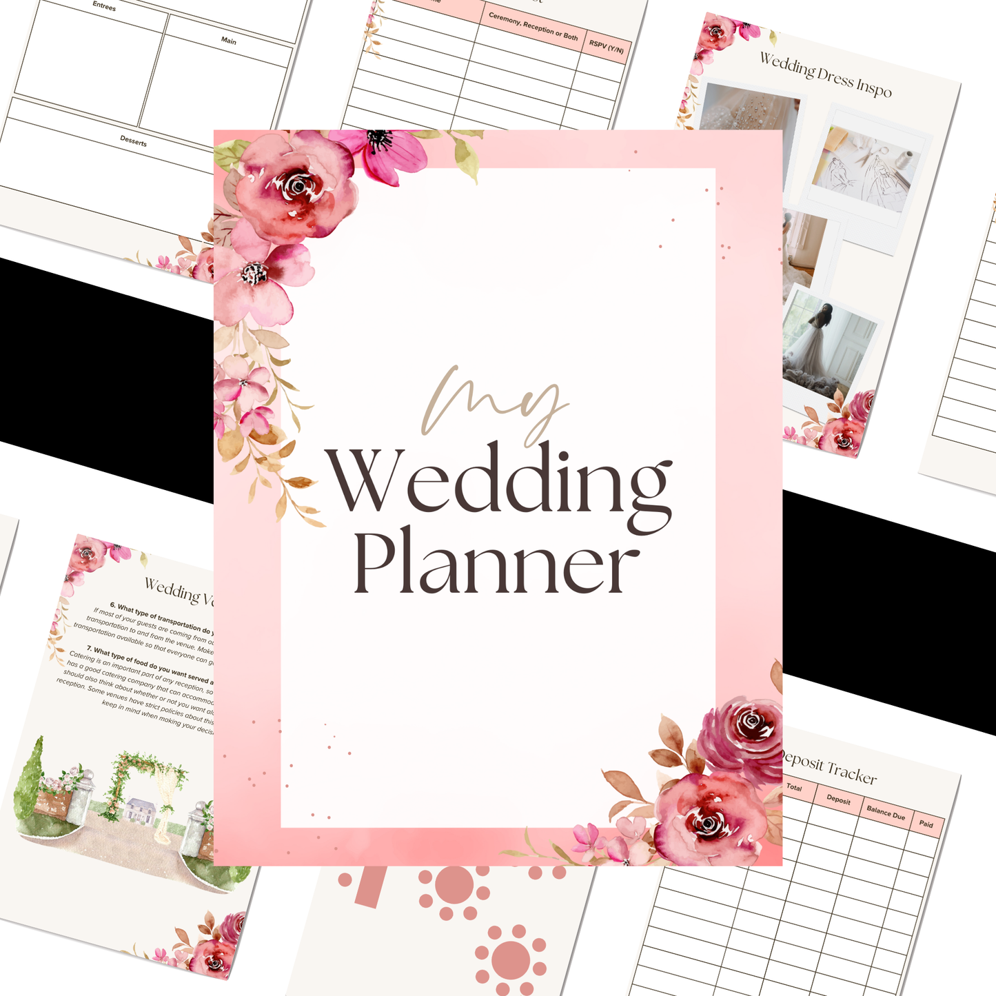 Digital Wedding Planner - Pink Floral Ultimate Wedding Planner